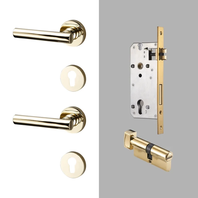 Edie Solid Brass Lever Door Handles & Lock Set