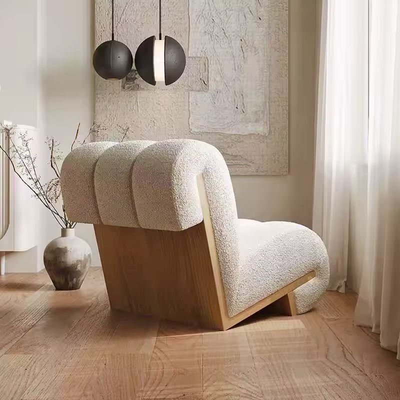 Jahdiel White Lambs Wool Chair