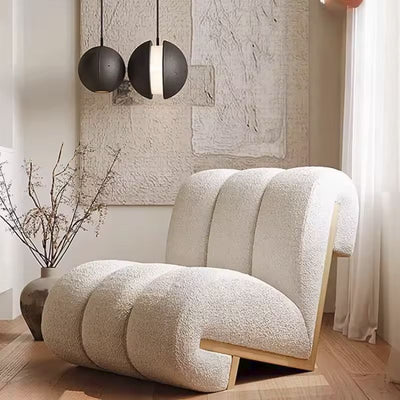 Jahdiel White Lambs Wool Chair