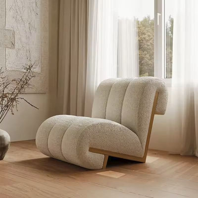 Jahdiel White Lambs Wool Chair