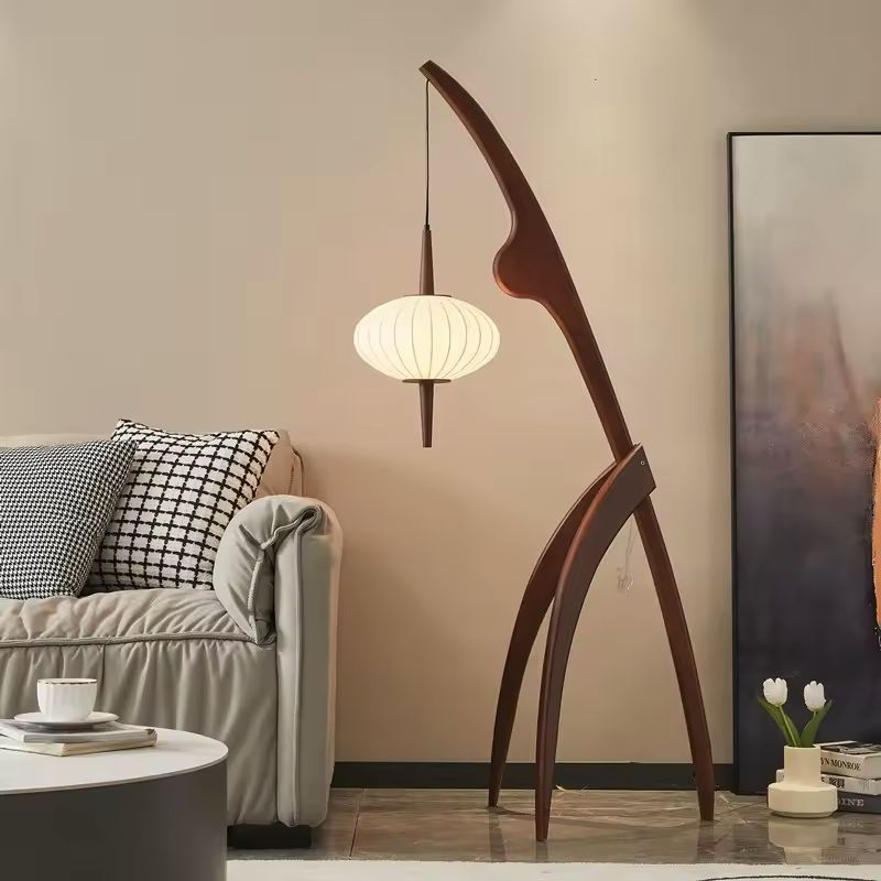 Amrita Wood Walnut Floor Lamp