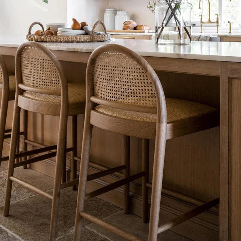 Nakia Circle Rattan Bar Stools