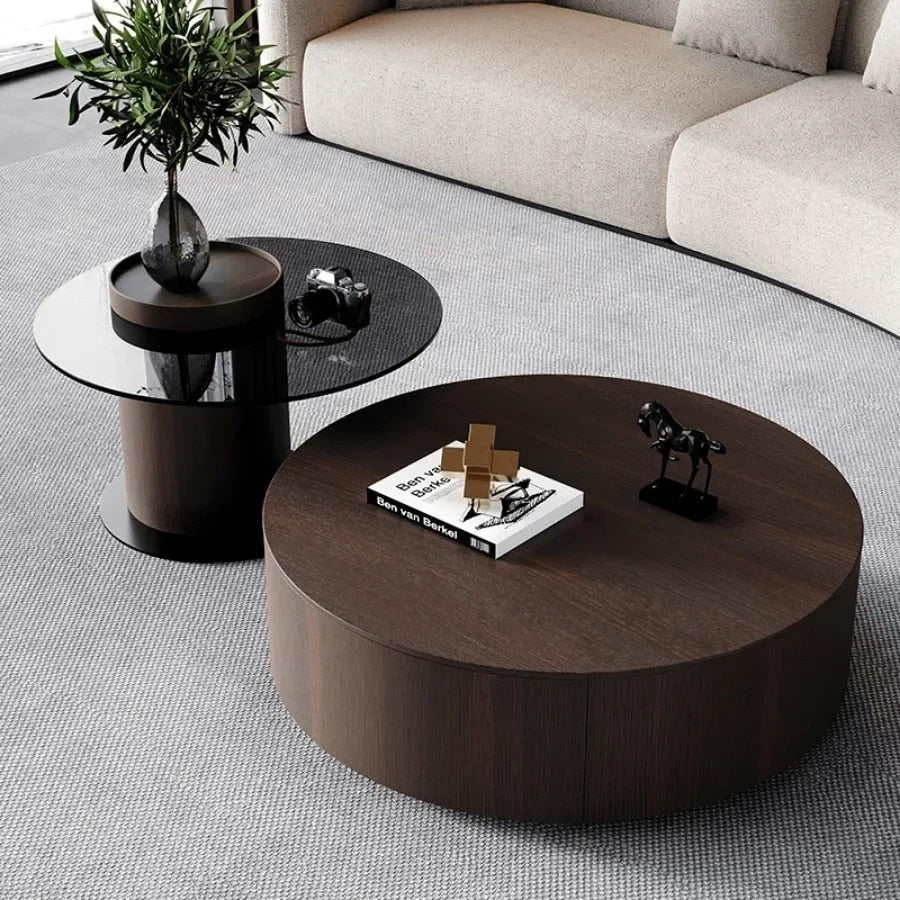 Anita Round Wooden Coffee Table Set