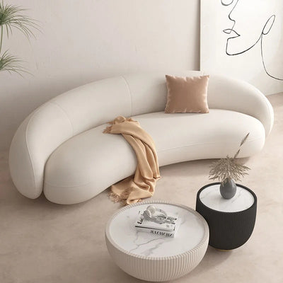 Miles White Curved Sofa