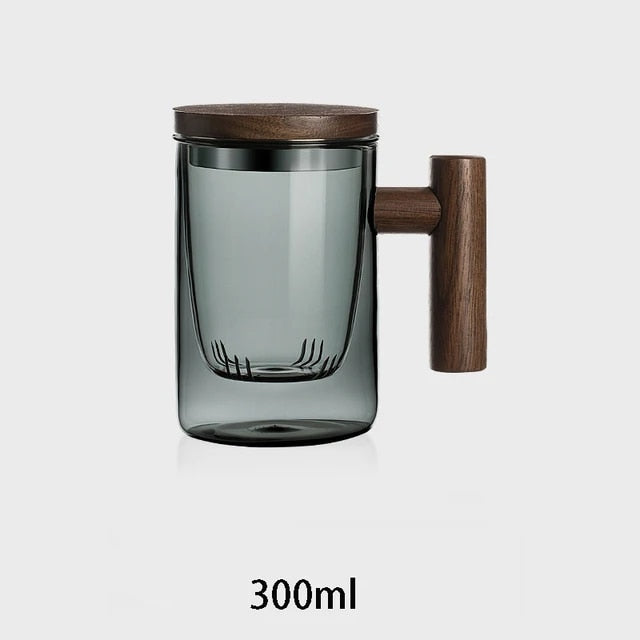 Lilo Wooden Glass Coffee Mug Set