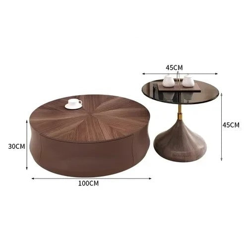 Shania Round Wooden Coffee Table Set