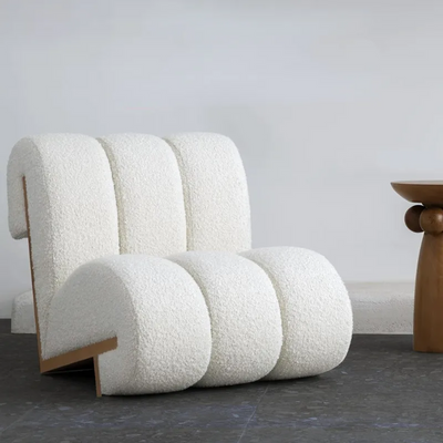 Jahdiel White Lambs Wool Chair