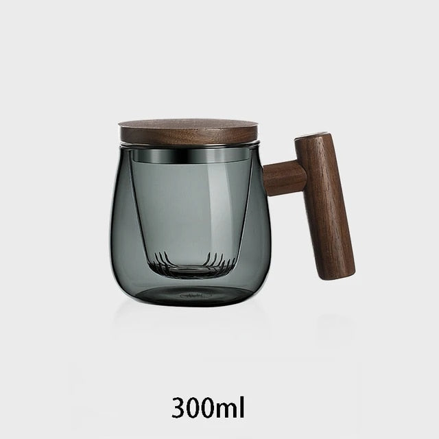 Lilo Wooden Glass Coffee Mug Set