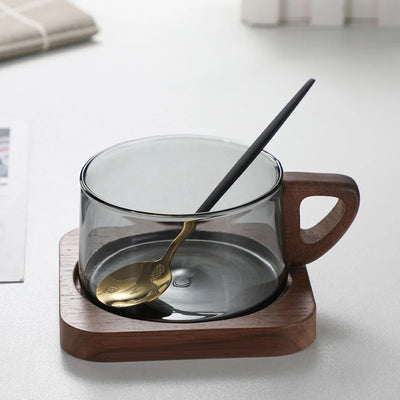 Rose Wooden Coffee Mug Set
