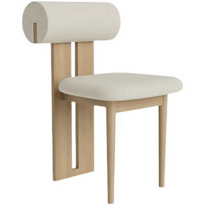 Atsuko Lamb Fleece Wooden Chair