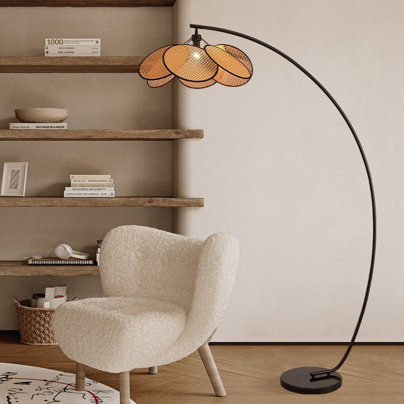 Rattan Style Modern Floor Lamp